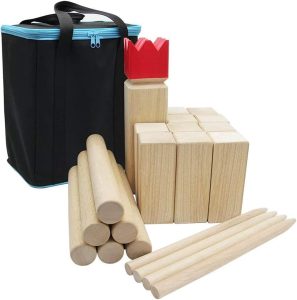 kubb game with travel bag